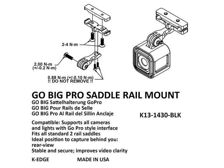 K-Edge Go Big Pro Saddle Rail Mount - Black for Action Camera Accessories 6 K-Edge Go Big Pro Saddle Rail Mount - Black for Action Camera Accessories - Image 4